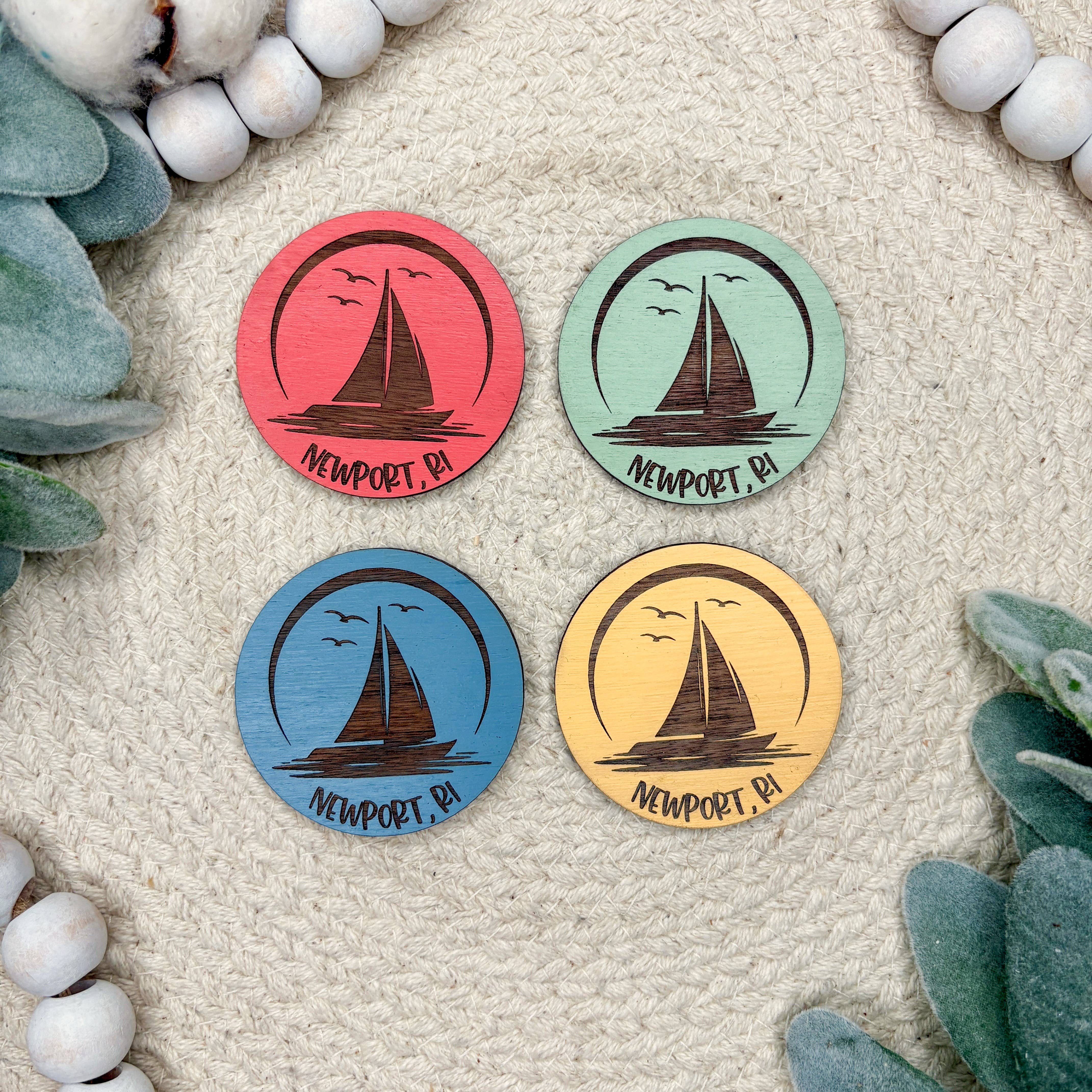 The Cottonseed Marketplace - Wholesale Magnet - Sailboat Nautical Wooden Magnet0