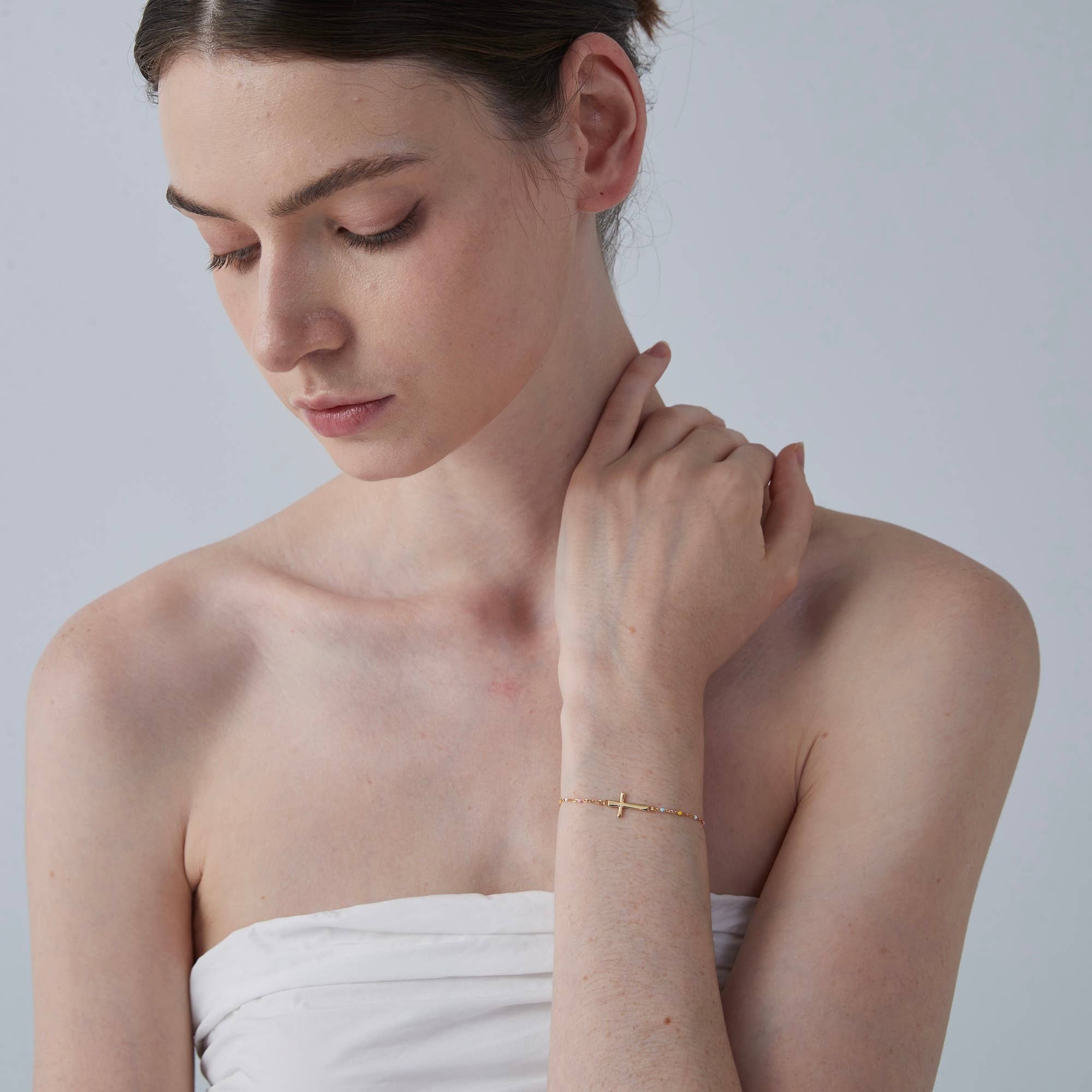 Perimade & Co. LLC - Wholesale Beaded bracelet - Dainty Boho Color Bead Cross Bracelet in 925 Sterling Silver5