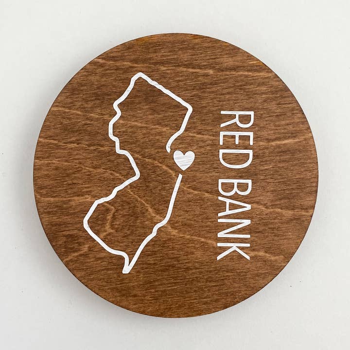 City and State Outline Coaster | Wooden Coaster Cork Bottom for wholesale by Hometown Hello