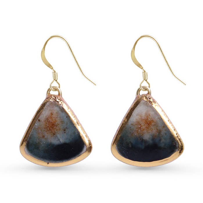 Handmade Teardrop Earrings Eclipse – Ceramic, Glass & Gold for wholesale by Habulous