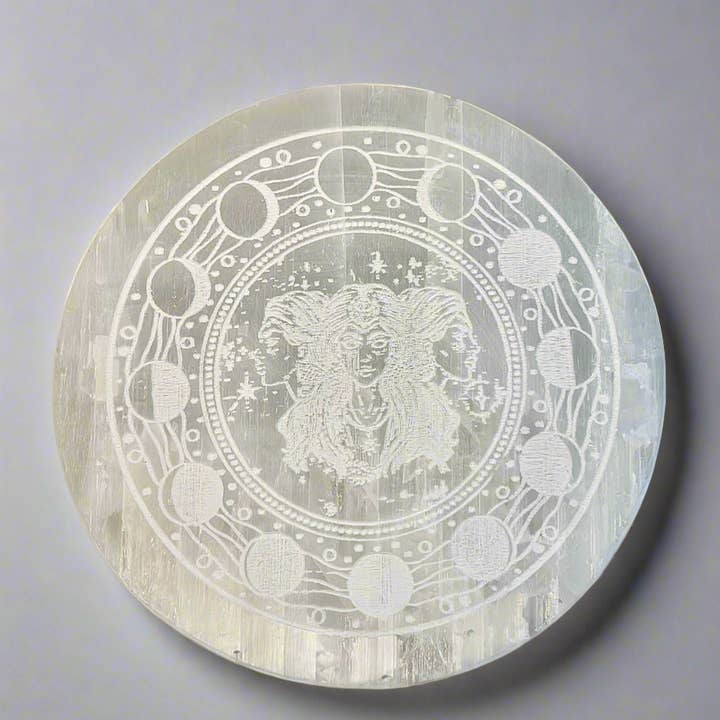 SunlitSage - Wholesale Crystal Charging Plate - Selenite Charging Plate 8 1/2 inches | Hecate | Hekate
