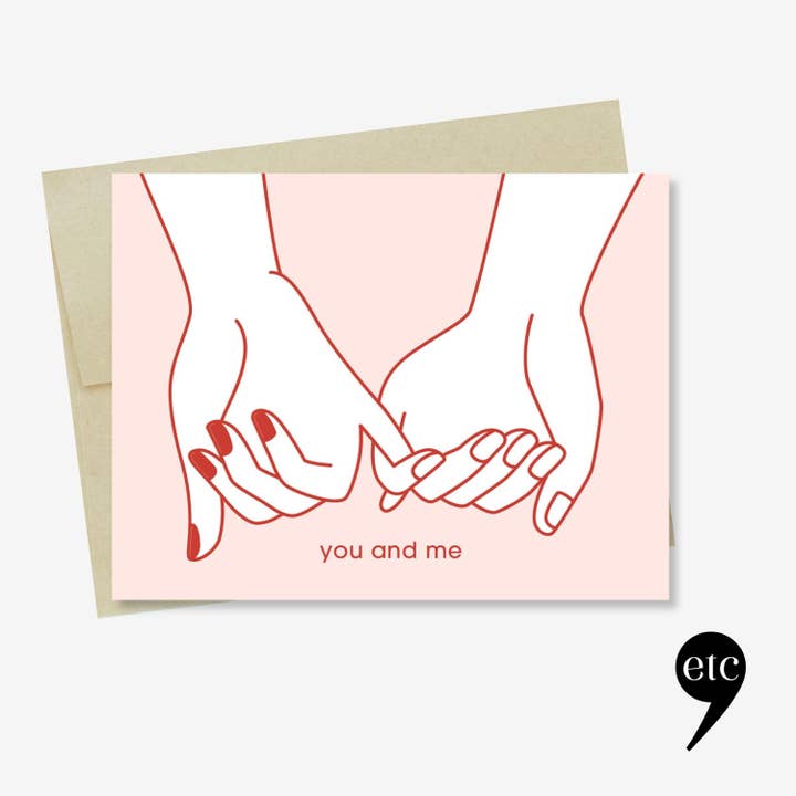 Love Card – Minimal Holding Hands – You and Me for wholesale by dear, etc.