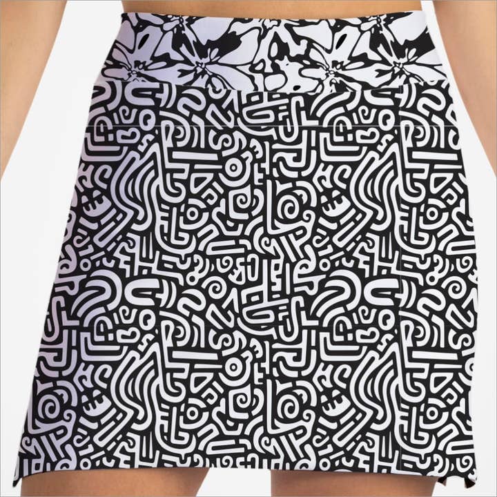 FALDA-PANTALÓN ASOMBRADA EN BLANCO Y NEGRO para venta al por mayor de Skort Obsession LLC