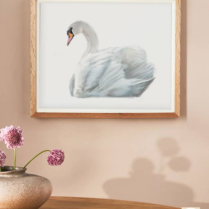 Svane akvarel kunst Print | Pige værelse Wall Decor for engroshandel hos Triple Studio