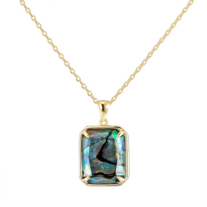 Guld Cube vedhæng halskæde - Abalone Shell for engroshandel hos RoseGold Apparel