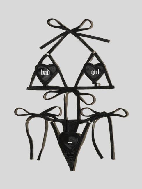 Gothic Lingerie Heart Set, Bad Girl Kink Fetish BDSM for wholesale by Wickedly Divine Shop