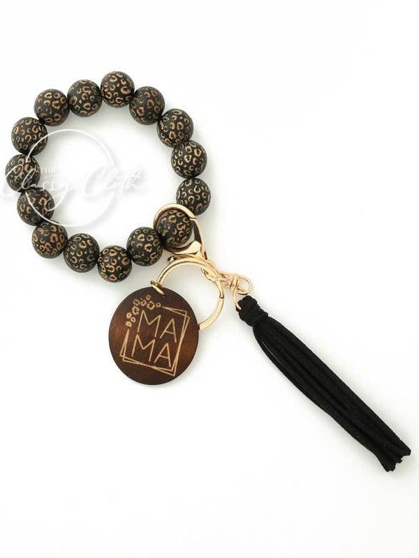 Llavero con borlas de madera MAMA - RTS para venta al por mayor de The Classy Cloth WS