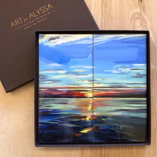 Ensemble sous-verre coucher du soleil pour la vente par Art by Alyssa