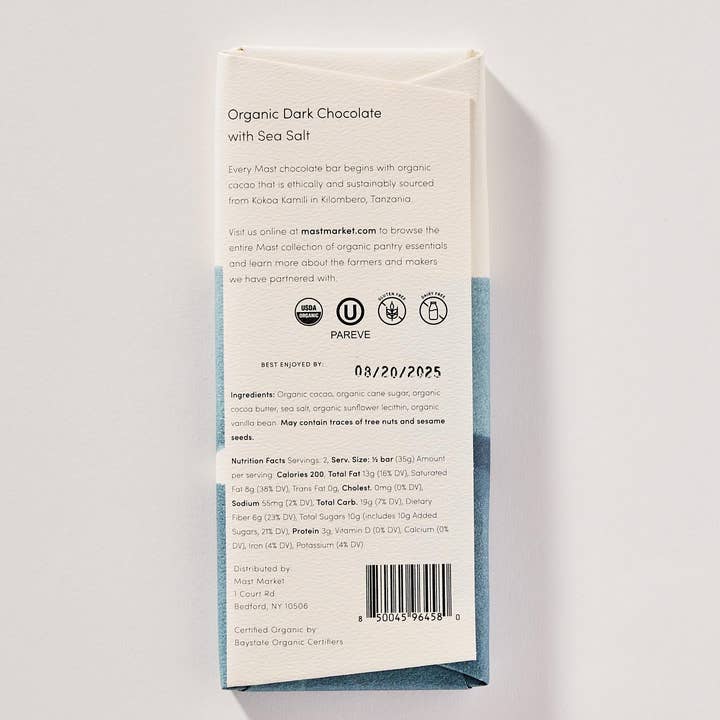 Mast - Wholesale Chocolate Bar - Organic Dark Chocolate with Sea Salt2
