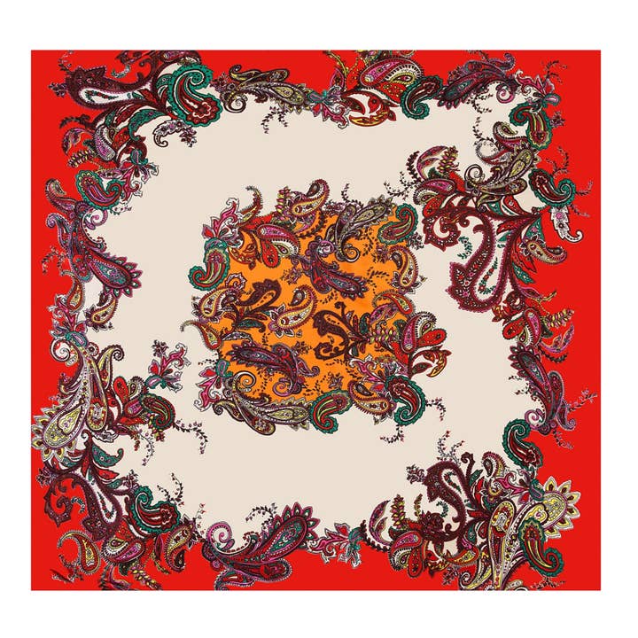 Orange Red Zoé Large Silk Square for wholesale by ALBERTO CABALE