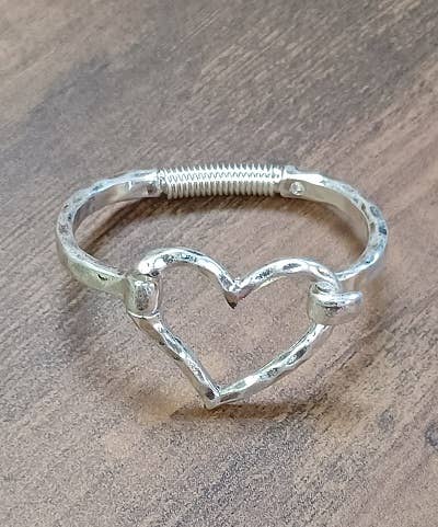 Paco Designs - Wholesale Cuff Bracelet - Matte Finish Heart Cuff Bracelet- SILVER or GOLD1