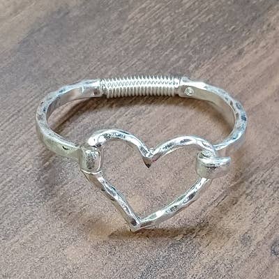 Paco Designs - Wholesale Cuff Bracelet - Matte Finish Heart Cuff Bracelet- SILVER or GOLD1