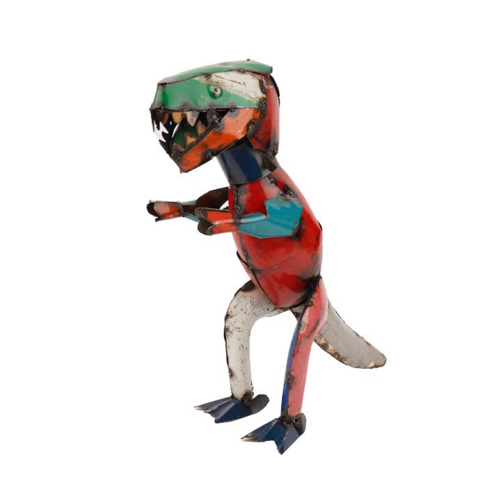 My Amigos Imports - Vendita all'ingrosso Ornamenti/decorazioni per esterni - T Rex, dinosauro in metallo, da giardino, per giardino, 16 cm di lunghezza x 6 cm di larghezza x 16 h