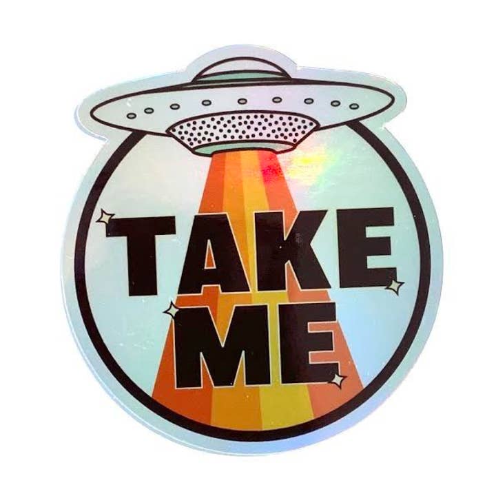 Take Me - Holographic Sticker for wholesale by Graphic Heart
