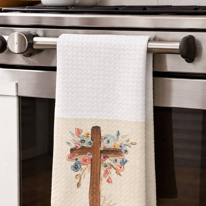 GA Cross With Flowers Towel for wholesale by Southern Cotton Mill