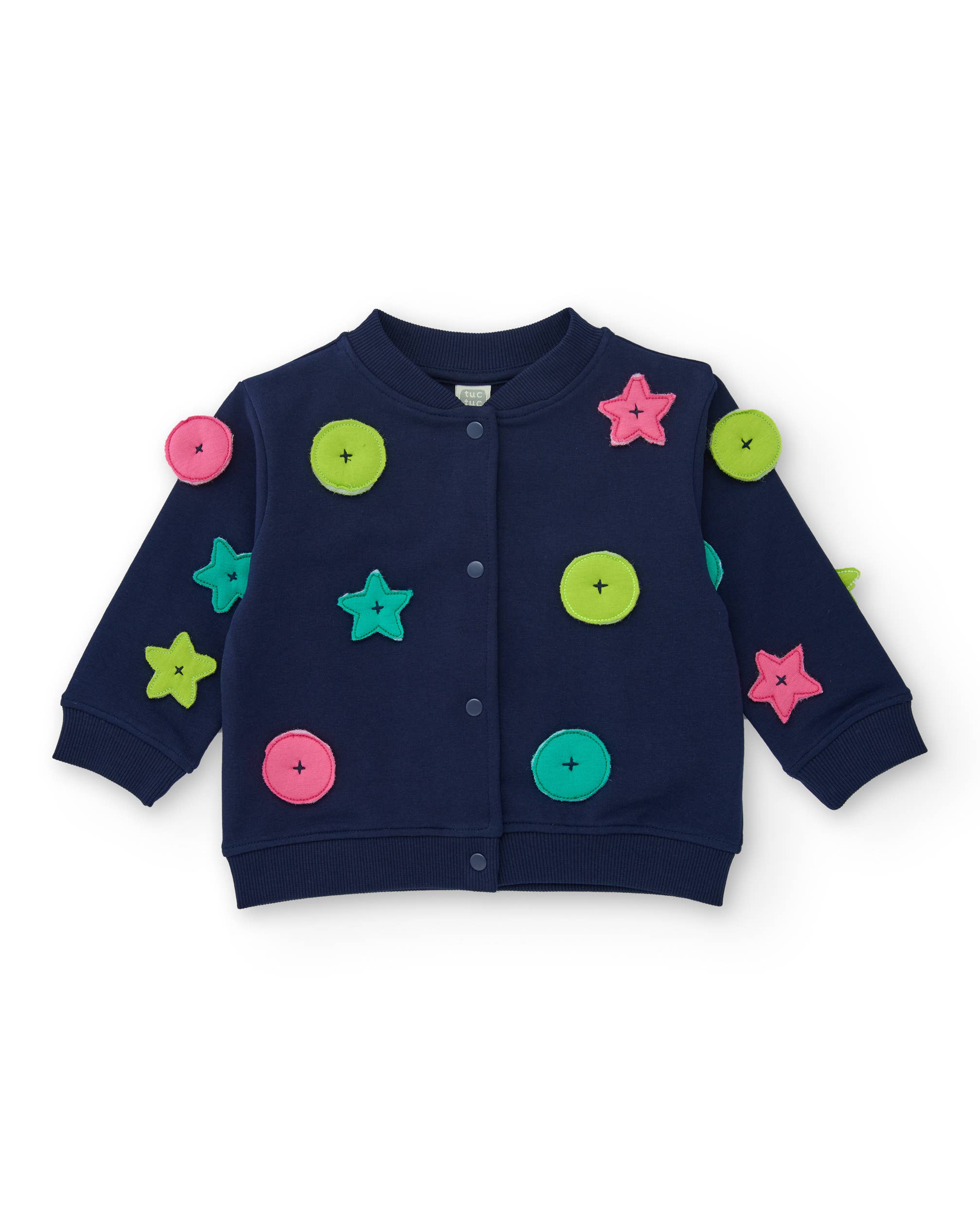 tuc tuc - Wholesale Jacket - Kids - Blue cardigan for girl with stars and circles