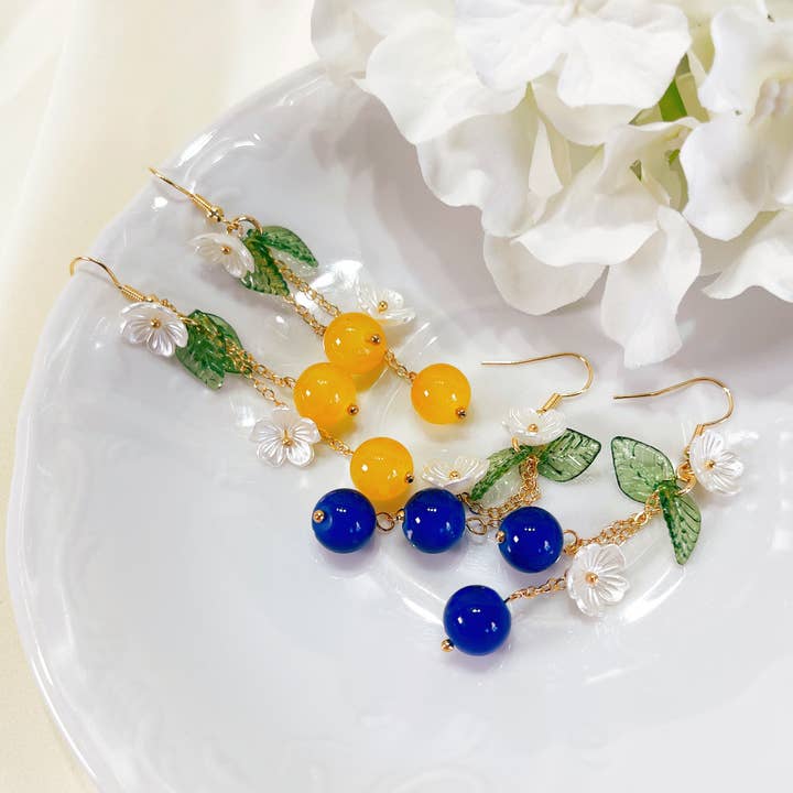 E227 glass beads earrings, dangle earrings, fruit earrings for wholesale by Melange Blanc