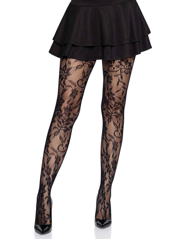 Chantilly Floral Lace Tights for wholesale by Leg Avenue