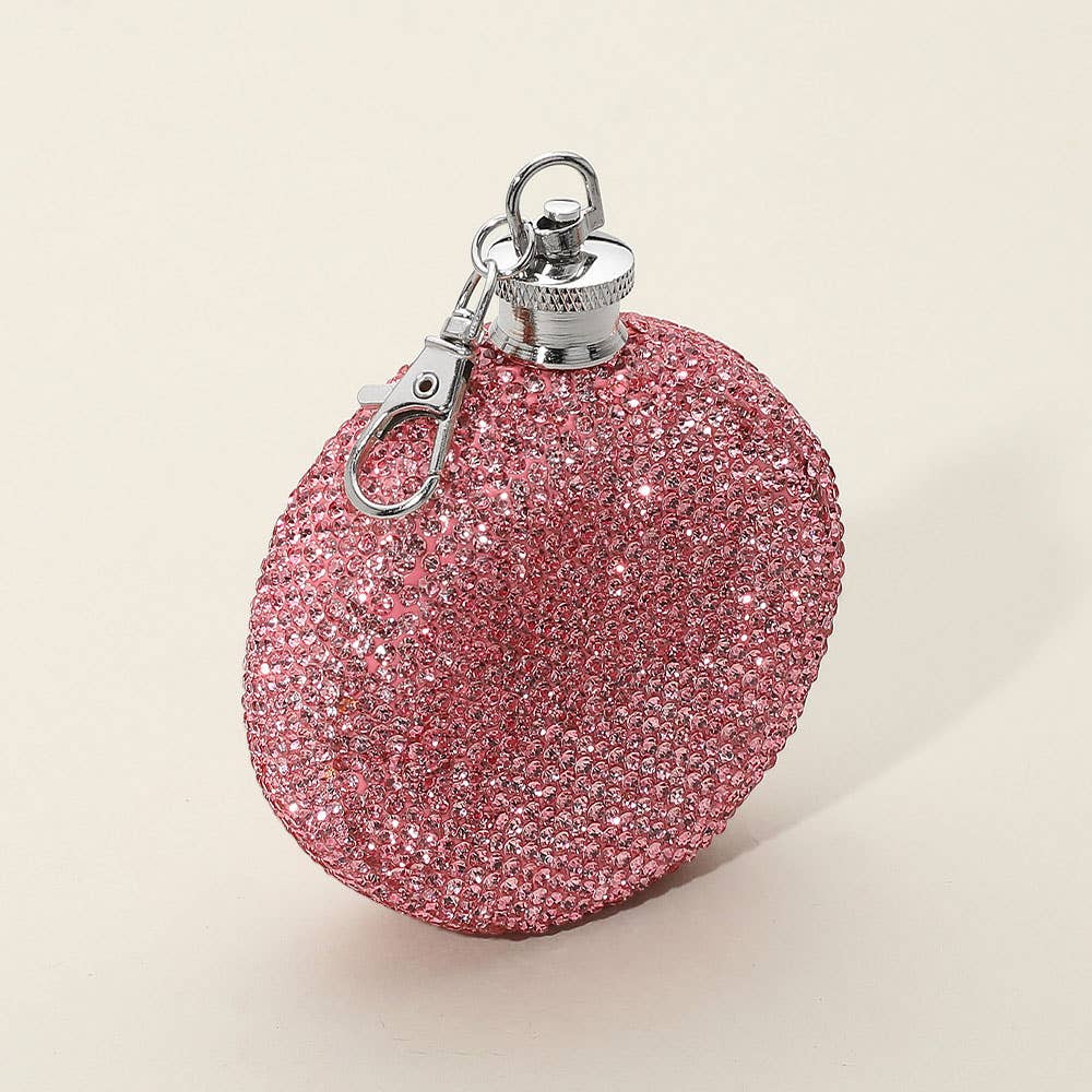 Sensibling Corp. - Wholesale Flask - 3oz Bling Studded Stainless Steel Round Flask5