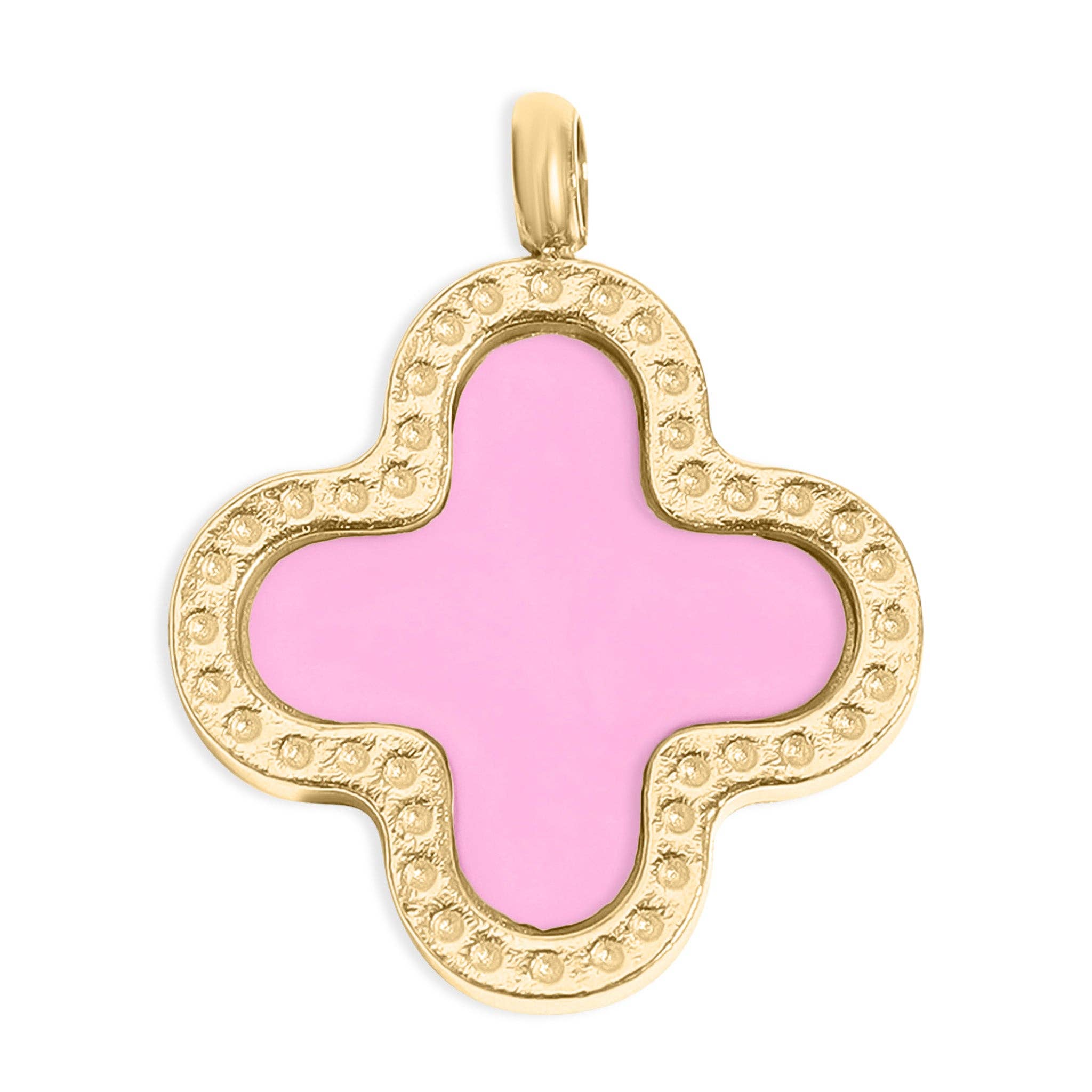 18K Gold PVD Stainless Steel Lucky Clover Charm for wholesale on Faire3