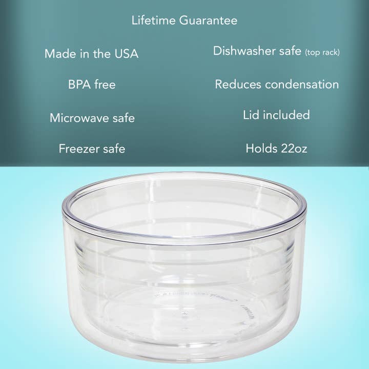 Conimar Promotions - Wholesale Food Storage Container - Insulated Plastic Travel Bowl w/ Lid 22 Oz.-Eucalyptus2