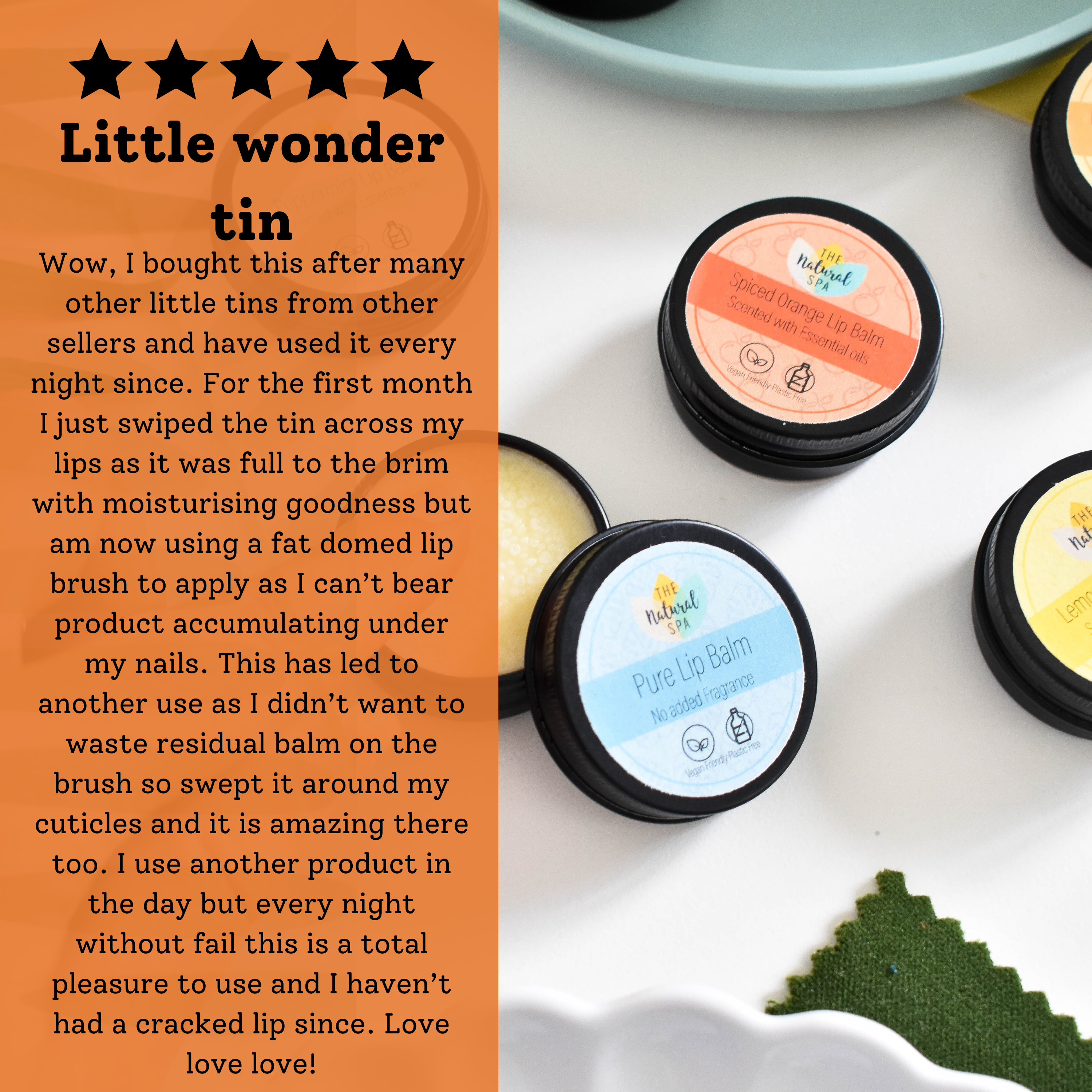The Natural Spa Cosmetics – wholesale Lip Balm – Spiced Orange   All Natural Lip Balm Vegan Stocking Filler5