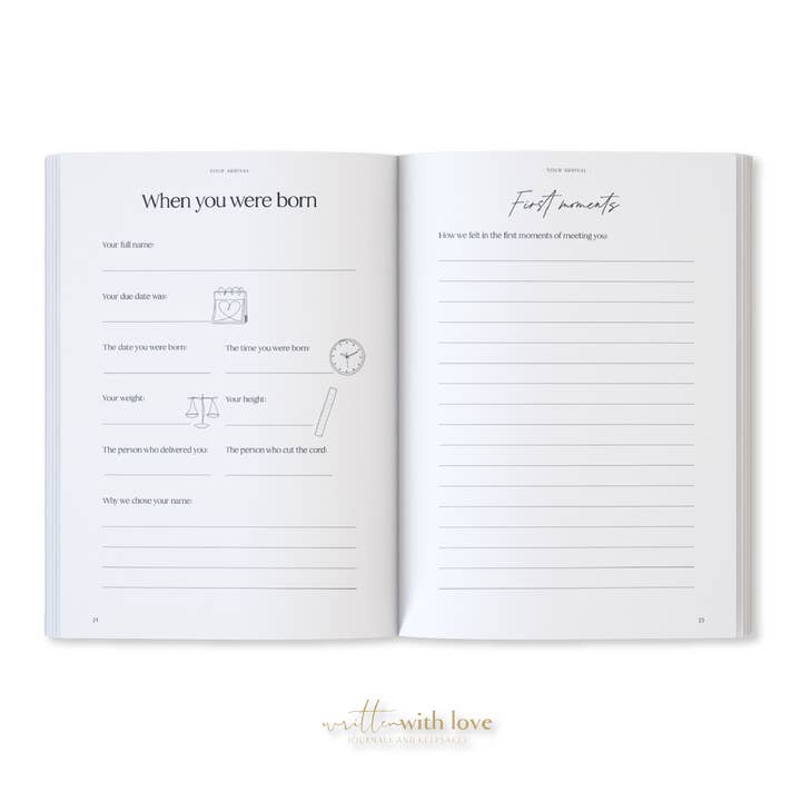 Written With Love – wholesale Memory book – Child & baby – Baby Memory Book with Keepsake Box - Oatmeal 9
