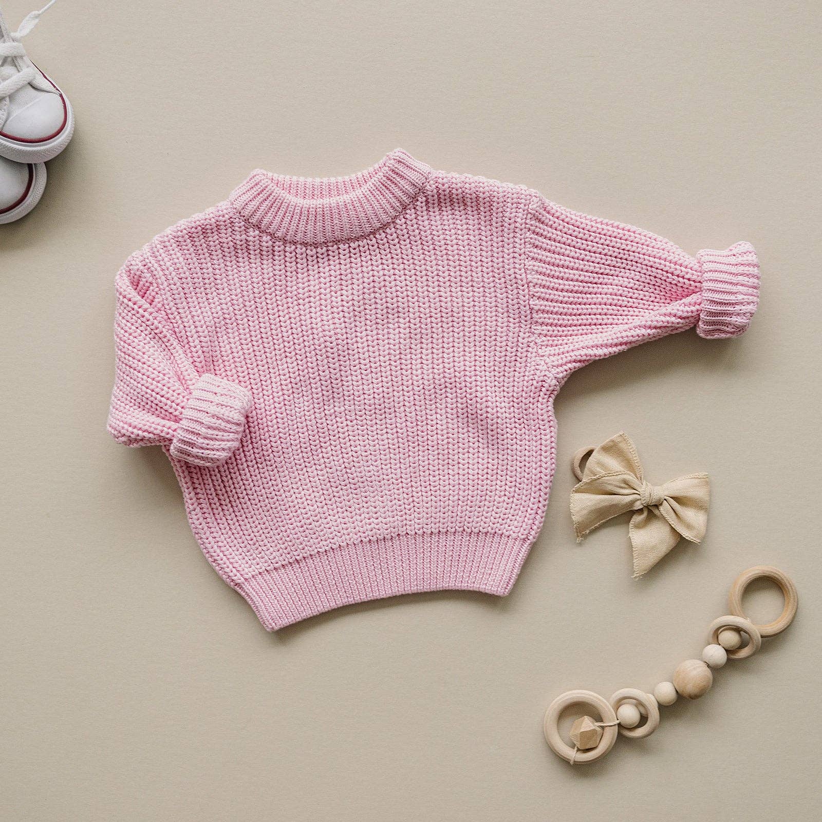 Lucky Panda Kids - Wholesale Knit Sweater - Kids - Chunky Knit Sweater | Pink12