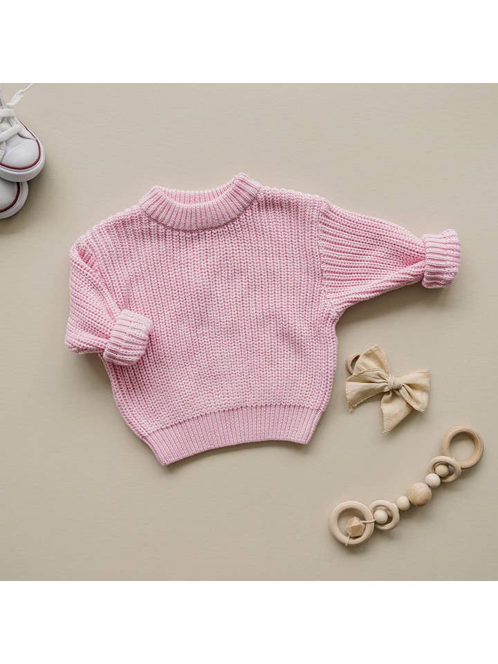 Lucky Panda Kids - Wholesale Knit Sweater - Kids - Chunky Knit Sweater | Pink12