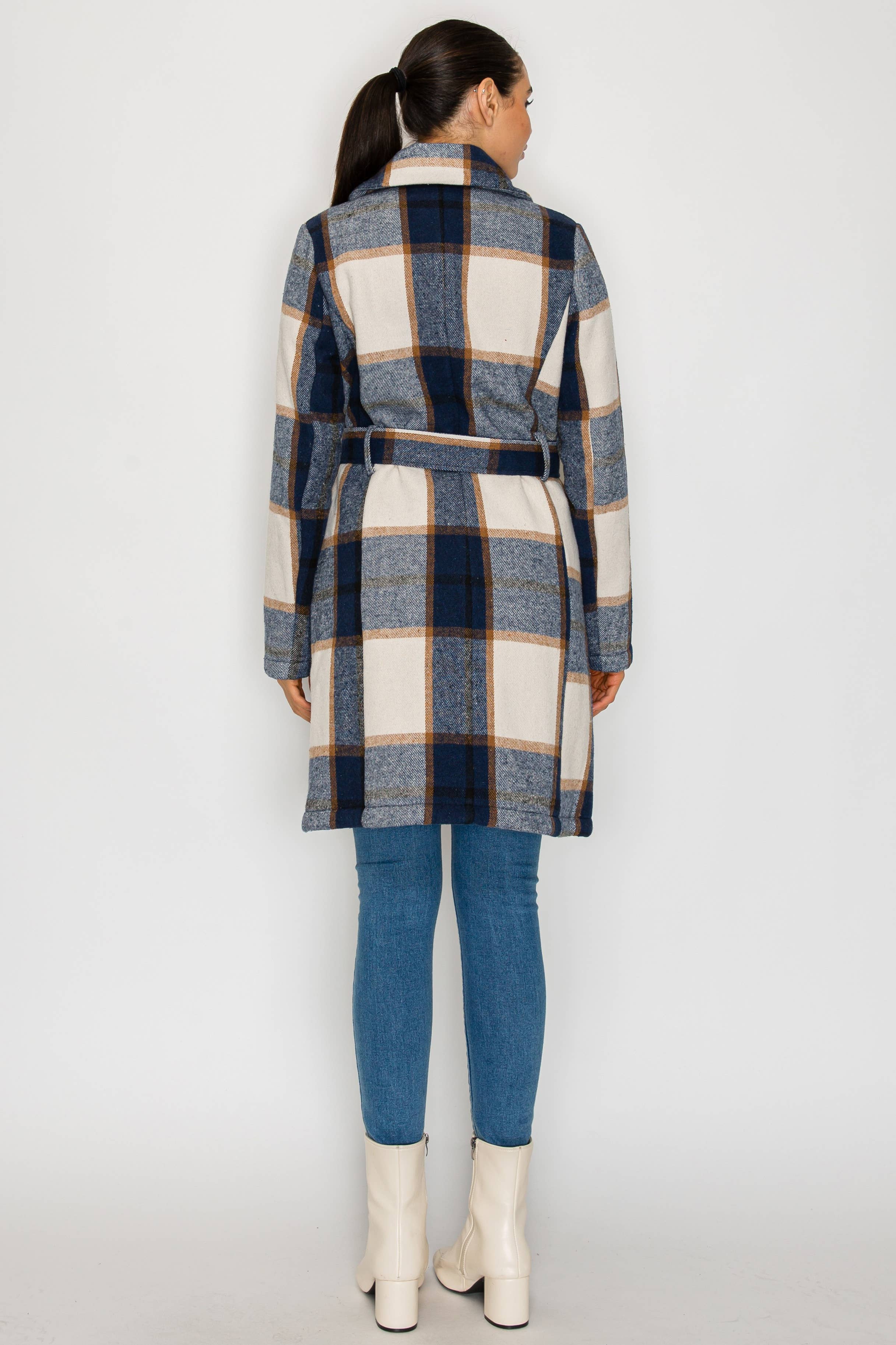 PATRONCITO USA INTERNATIONAL, INC - Wholesale Coat - Women's - Women's Long Coat Plaid Jacket with belt (LJ400)4