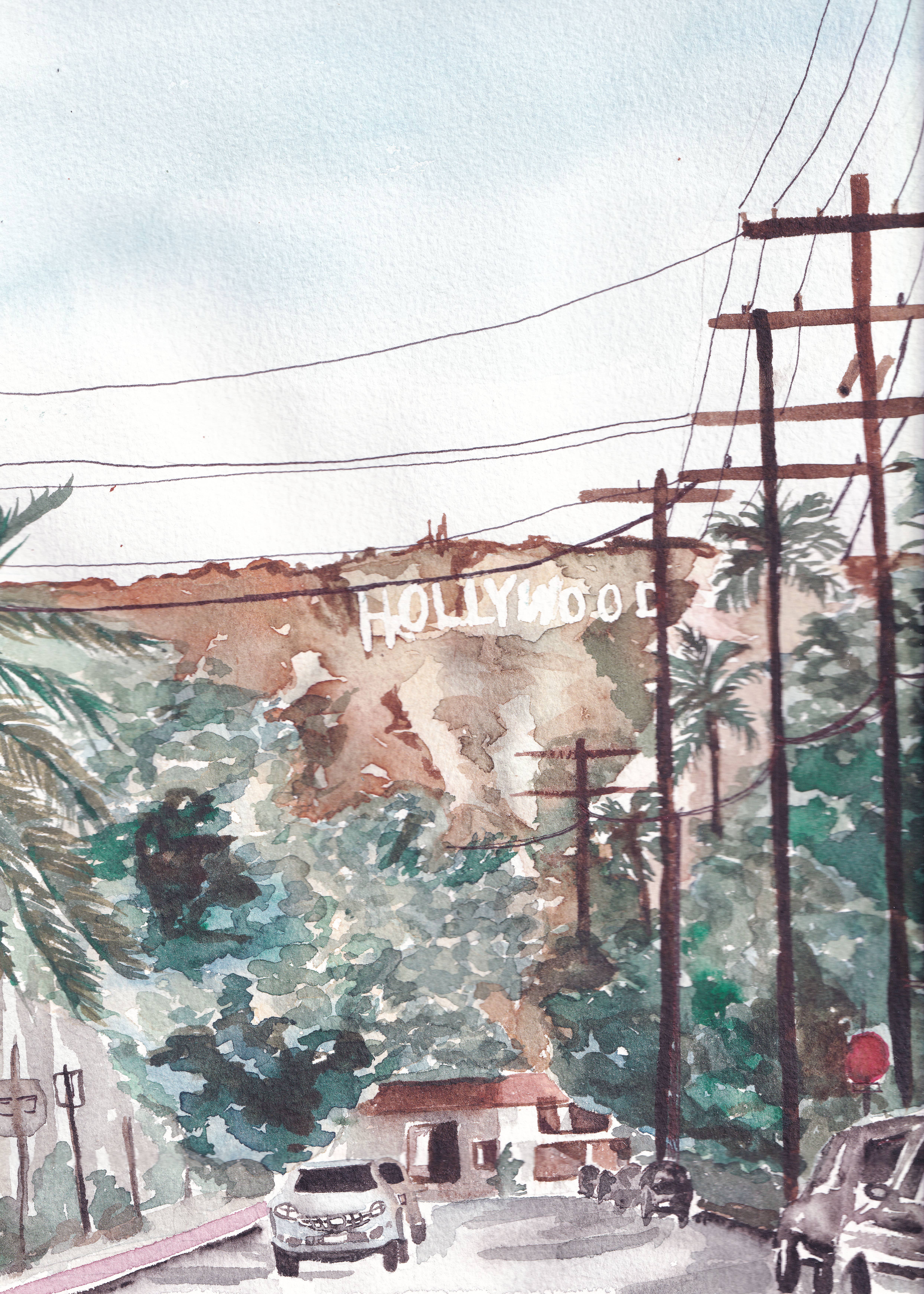 Medjool Studio Art Print Shop - Venta al por mayor Ilustración - Lámina artística de Hollywood Hills, póster de California4