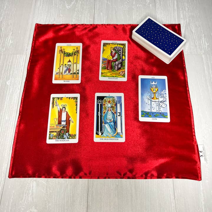 Threads of Tarot - Wholesale Tarot Cards - Red Satin Altar Cloth3