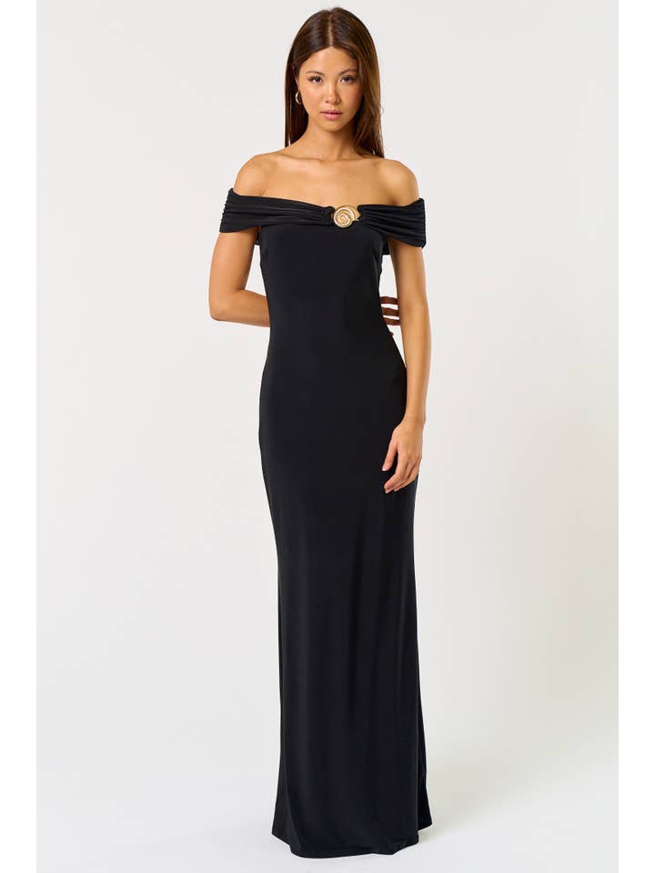 Blue Blush - Wholesale Dress - Women's - BD110 OFF THE SHOULDER SUMMER MAXI DRESS
