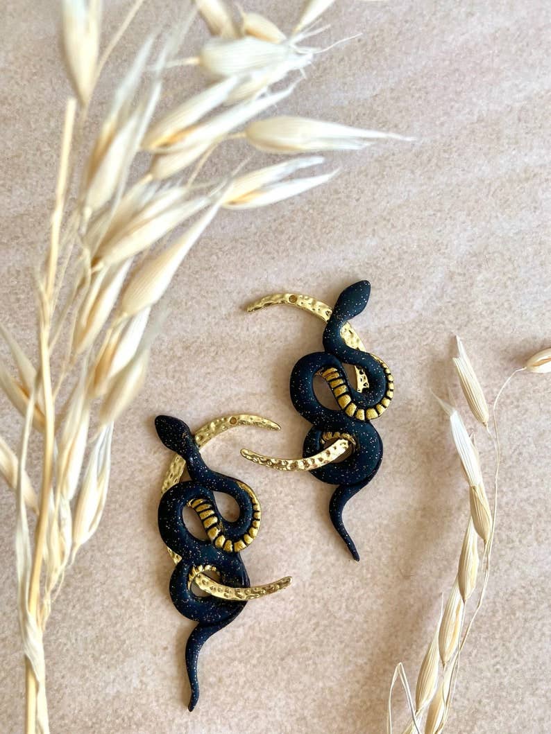 Everything Ky and I - Wholesale Dangle Earrings - Black Moon Snakes2