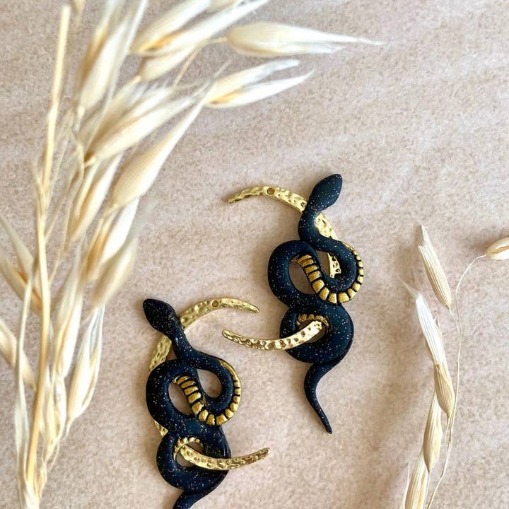 Everything Ky and I - Wholesale Dangle Earrings - Black Moon Snakes2