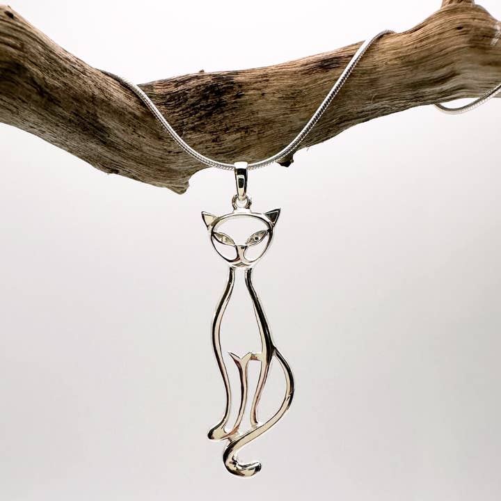 Sleek & Sassy Cat Necklace for wholesale by The Green Gecko