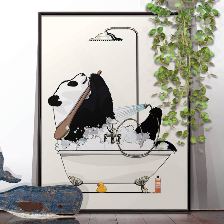 Panda gigante en el baño. Póster, impresión decoración del hogar, baño para venta al por mayor de In The Washroom