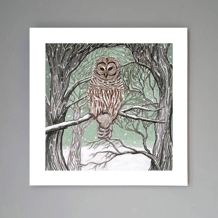 Kunstdruk 'Barred Owl' voor wholesale door Fay's Studio
