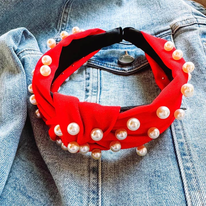 Serre-tête Red Pearl pour la vente par Golden Rae Wholesale