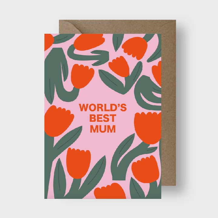 Karte für die beste Mama der Welt – Tulpenillustration zum Muttertag für den Großhandel von Seekprint
