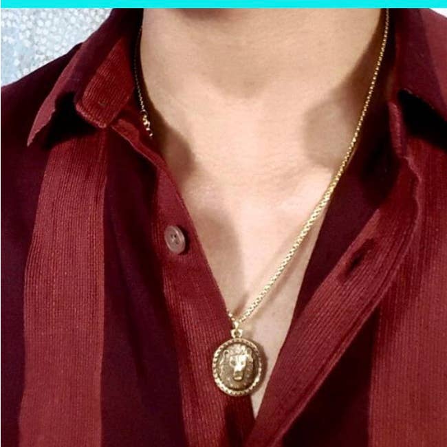 B.BéNI® Christian & Jewish Jewelry – wholesale Pendant/charm necklace – Intrépide Lion Coin in Gemstone Holder Necklace6