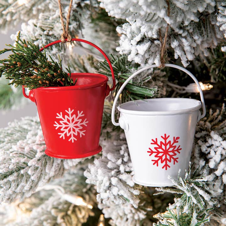 Red and White Bucket Ornaments for wholesale by CTW Home Collection
