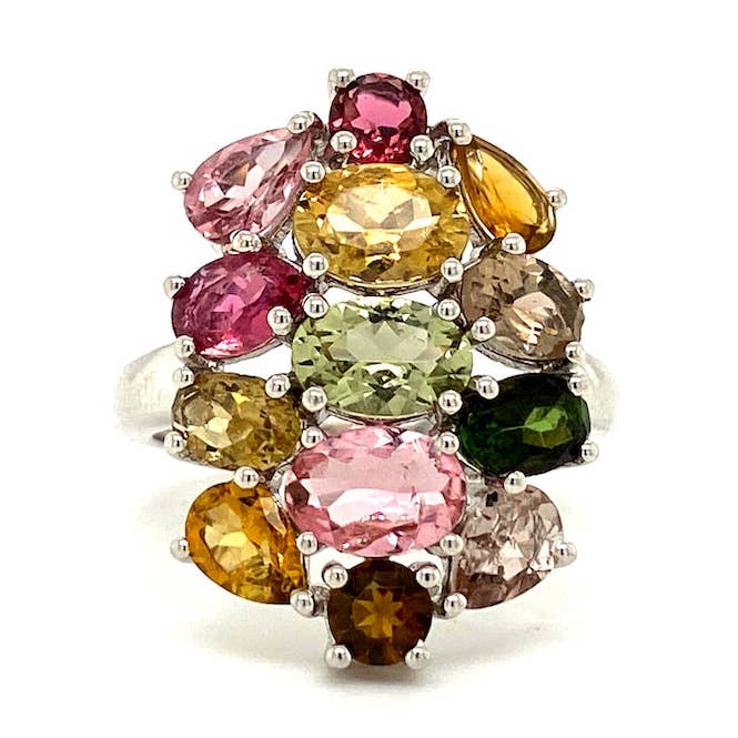 Multi-Turmalin-Ring in 925er Sterlingsilber KSR - 17086 für den Großhandel von Kotawala Jewels