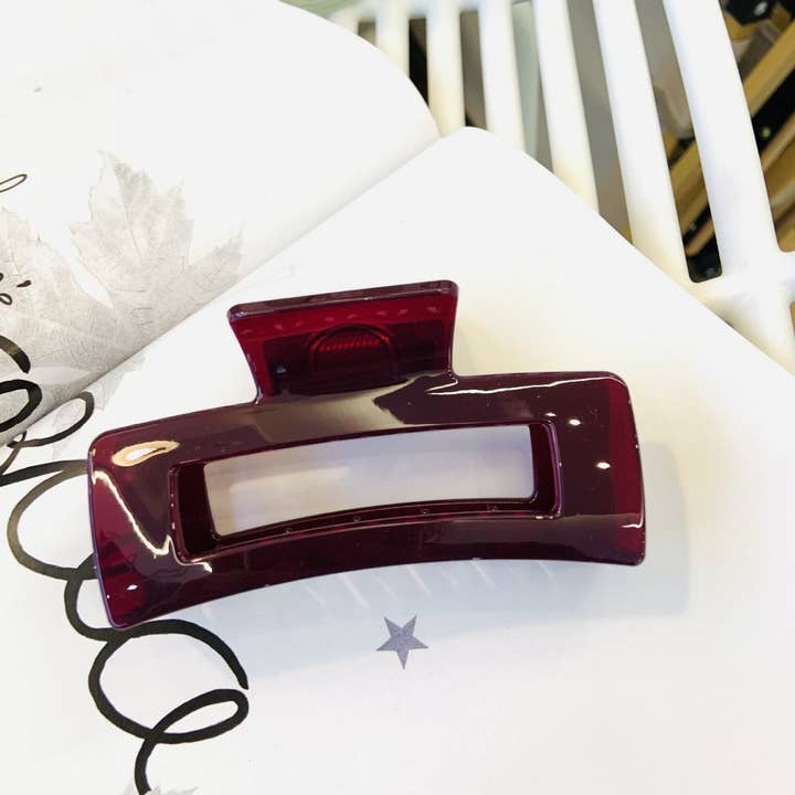 NINEXIS - Wholesale Hair Clip - Women's - CWAHA1557_4.13"SIMPLE RECTANGLE HAIR CLAW CLIP