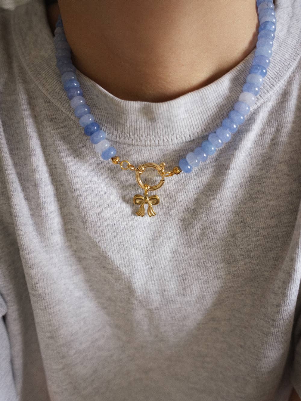 Orore bijoux – Engroshandel Perlehalskæde – Collier Hallie - Lyseblå3