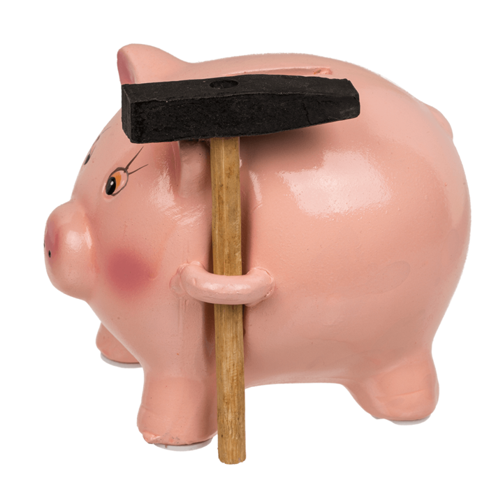 Out of the blue KG – Engroshandel Sparebøsse – Sparebøsse, svin med hammer, ca. 15 cm, keramik, i gaveæske1