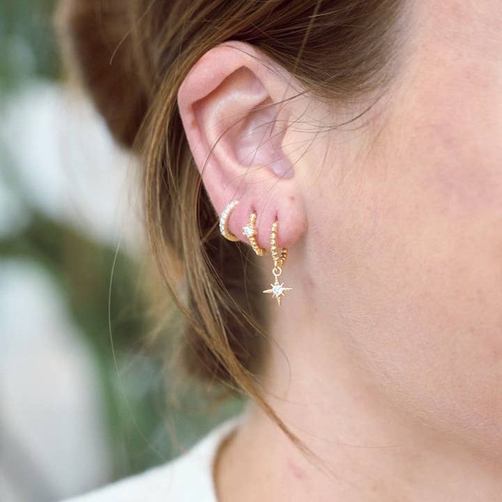 Nikki Smith Designs - Wholesale Huggie Earrings - Lana Gold Star Huggies- Waterproof