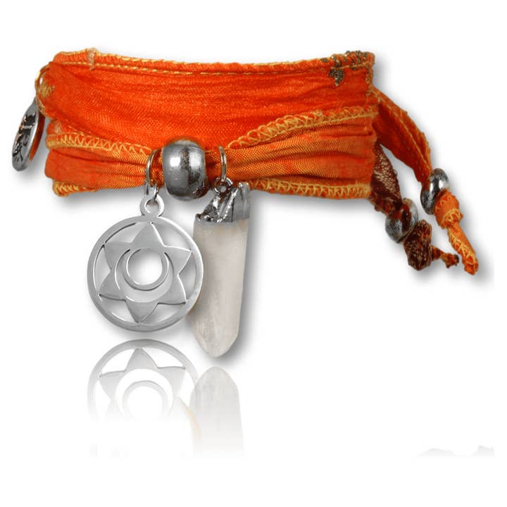 Sacral chakra sari bracelet for joy of life & abundance for wholesale by Anísch de la Cara