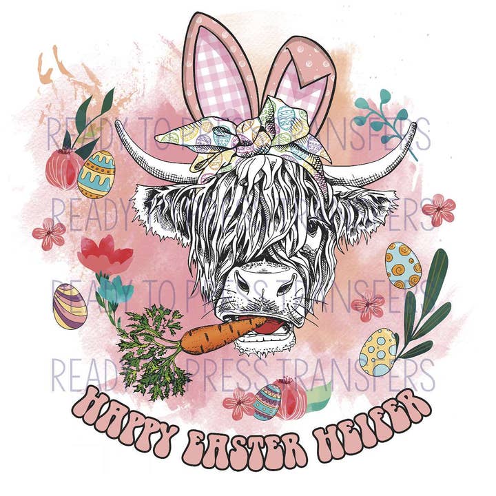 Joyeuses Pâques | Heifer Sublimation Transfer T388 pour la vente par BreezePrintCo