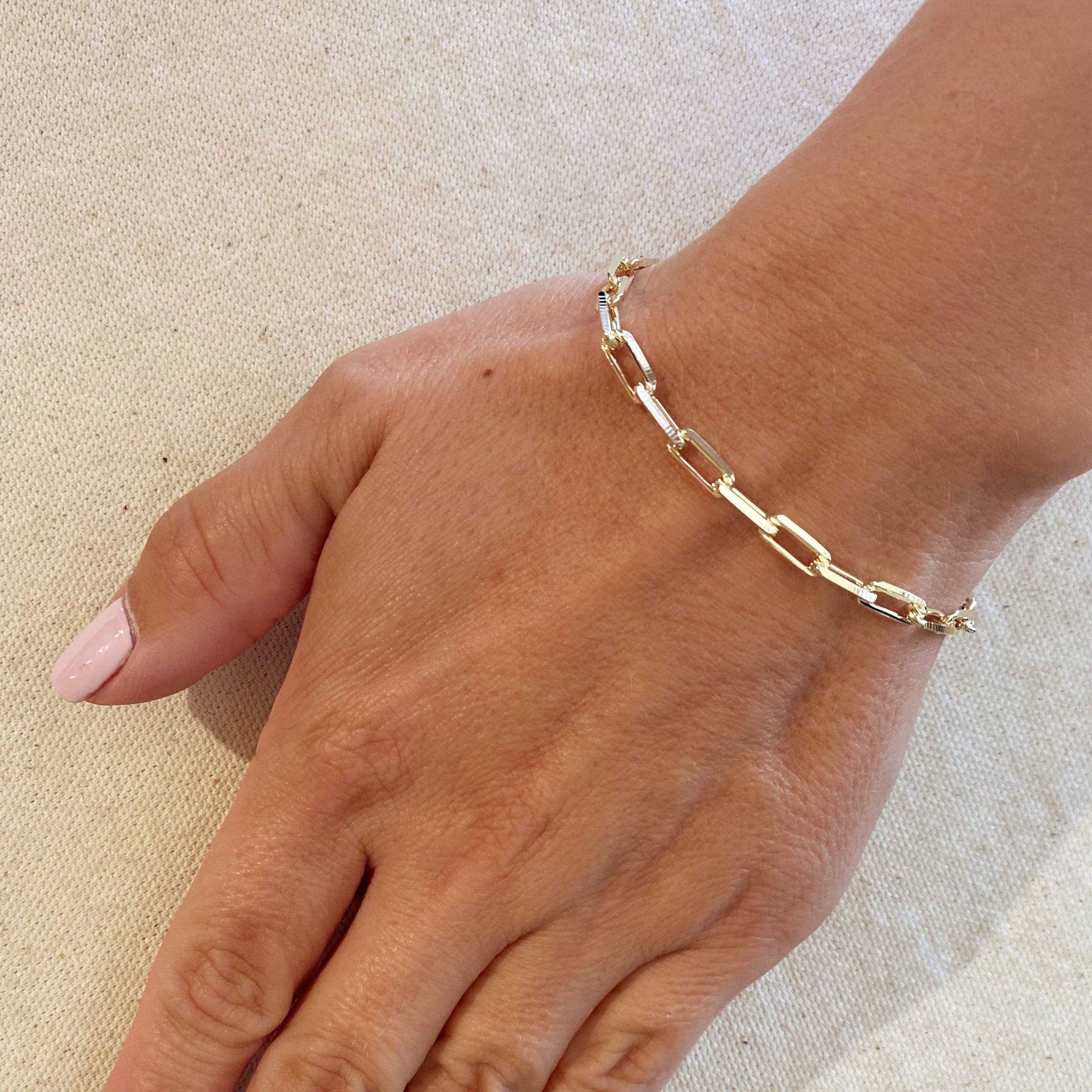 GoldFi - Wholesale Link & Chain Bracelet - 18k Gold Filled Paperclip Link Bracelet1